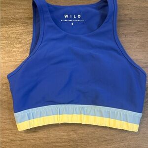 Wilo Women's Blue and Yellow Sports Bra
